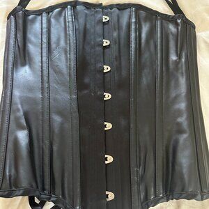 Baci Black Satin and Leather Corset - Size Medium - New with Tags